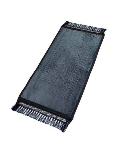 Tapis Enfant de Prière avec Motif Mirhab - Noir - Molletonné, Épais et Très Doux - Confortable et Anti-Dérapant - 42 x 80