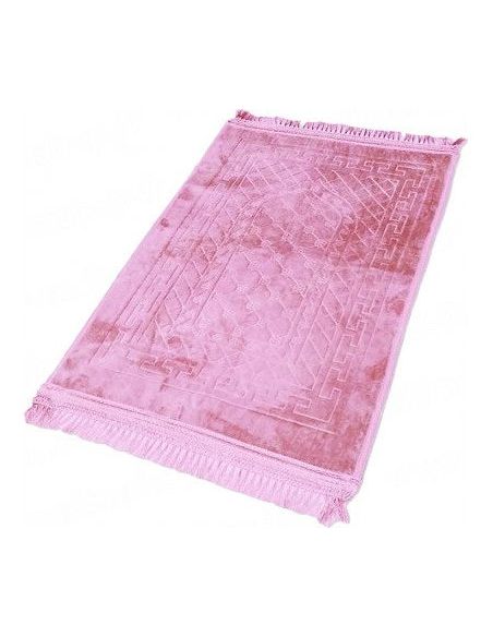 Tapis Enfant de Prière avec Motif Mirhab - ROSE - Molletonné, Épais et Très Doux - Confortable et Anti-Dérapant - 42 x 80