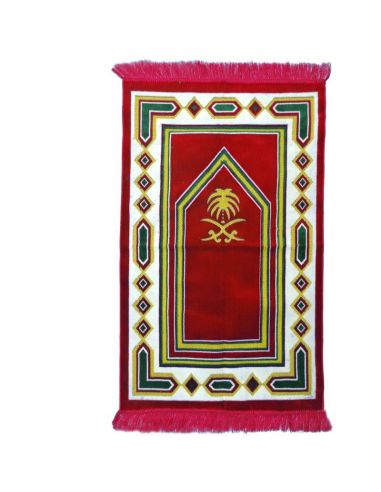 Tapis de Prière en Velours  enfant Rose/Rouge