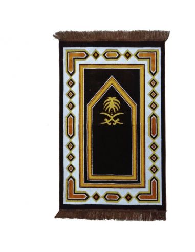 Tapis de Prière en Velours  enfant Marron Foncé/Marron Clair