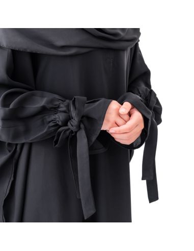 Abaya Bahraini - Maison Sultan - Noir avec ruban
