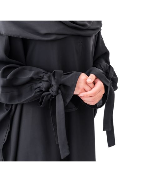 Abaya Bahraini - Maison Sultan - Noir avec ruban
