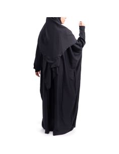 Abaya Bahraini - Maison Sultan - Noir manches lycra 2