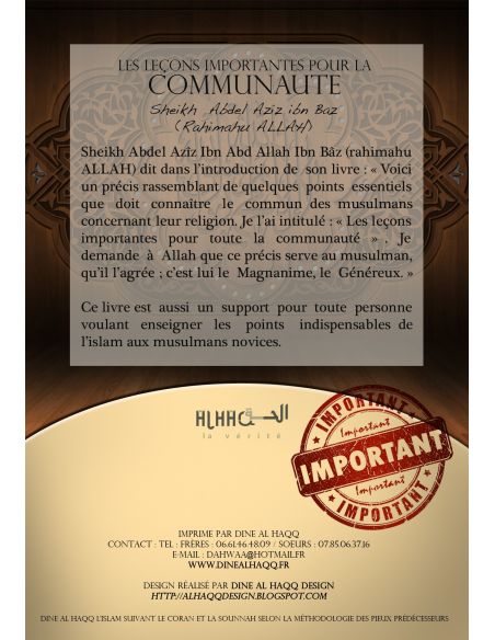 Les Leçons importantes pour la communaute